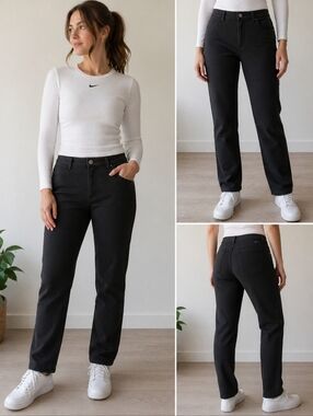 NIKE BLACK STRAIGHT LEG PANTS WOMEN’S SIZE MEDIUM MINIMALIST CASUAL ATHLEISURE